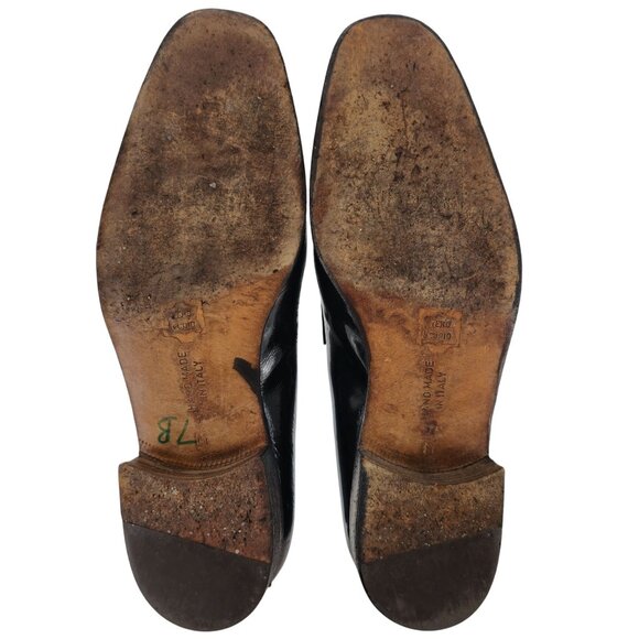 Bruno Magli Formal Opera Dress Shoes Men 7 Black Leather Tuxedo Bow Loafer Italy - Picture 3 of 12